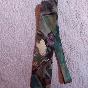 Florenzi Collection Black Purple Green Watercolor Tie Vintage 80's EUC LIKE NEW